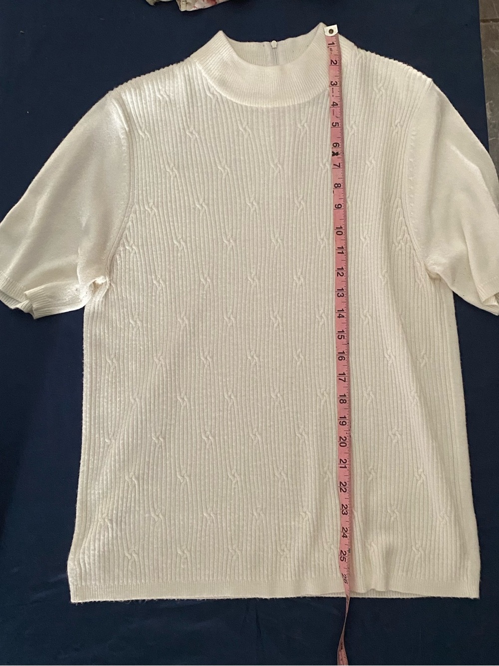 Vintage BonWorth Cream Acrylic Cashmere Knit Top with Mock Neck - Picture 9 of 10